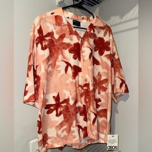 ASOS Red and Cream Floral Men's Shirt